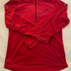 Nike Running Element 1/4 Zip Water Resistant Jacket Red Dri Fit Mens M